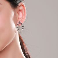 1 Pair Luxurious Water Droplets Sterling Silver Inlay Zircon Rhodium Plated Ear Studs main image 4