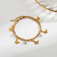 Ins Style Cross Infinity Stainless Steel Imitation Pearl Plating Gold Plated Bracelets sku image 3