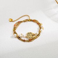 Casual Infinity Heart Shape Elephant Stainless Steel Enamel Plating Inlay Artificial Pearls 18k Gold Plated Bracelets main image 6
