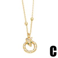 Hip-hop Snake Copper Plating Inlay Zircon 18k Gold Plated Pendant Necklace sku image 3