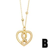 Hip-hop Snake Copper Plating Inlay Zircon 18k Gold Plated Pendant Necklace main image 4