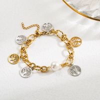 Artistic Infinity Tree Skull Stainless Steel Imitation Pearl Soft Clay Plating Inlay Diamond Gold Plated Bracelets main image 2
