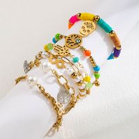 Artistic Infinity Tree Skull Stainless Steel Imitation Pearl Soft Clay Plating Inlay Diamond Gold Plated Bracelets main image 1