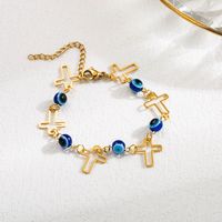 Simple Style Geometric Stainless Steel Enamel Plating Inlay Artificial Pearls Zircon Ceramic Plate 18k Gold Plated Bracelets main image 3