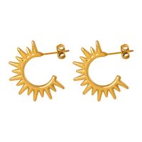 1 Paire Style Simple Forme C Placage Acier Au Titane Plaqué Or 18k Boucles D'oreilles main image 5