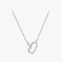 Simple Style Lock Sterling Silver Plating Inlay Zircon Rhodium Plated Necklace sku image 1