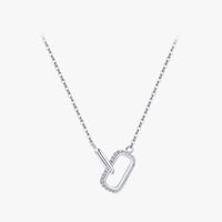 Simple Style Lock Sterling Silver Plating Inlay Zircon Rhodium Plated Necklace main image 1