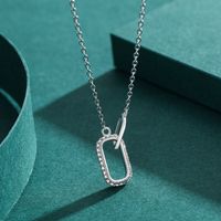 Simple Style Lock Sterling Silver Plating Inlay Zircon Rhodium Plated Necklace main image 2