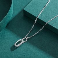 Simple Style Lock Sterling Silver Plating Inlay Zircon Rhodium Plated Necklace main image 3