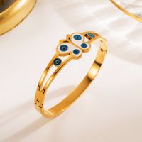 Elegant Devil's Eye Butterfly Stainless Steel Enamel Plating Inlay Zircon Gold Plated Bangle main image 4