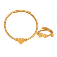 Wholesale Elegant Heart Shape Titanium Steel 18k Gold Plated Rings Bracelets main image 7
