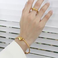Wholesale Elegant Heart Shape Titanium Steel 18k Gold Plated Rings Bracelets main image 5
