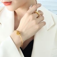 Wholesale Elegant Heart Shape Titanium Steel 18k Gold Plated Rings Bracelets main image 4