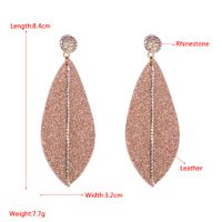 1 Pair Elegant Leaf Plating Inlay Pu Leather Rhinestones Gold Plated Drop Earrings main image 2