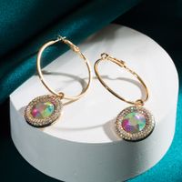 1 Pair Elegant Round Plating Inlay Alloy Rhinestones Glass Drill Gold Plated Drop Earrings main image 3