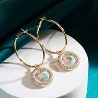 1 Pair Elegant Round Plating Inlay Alloy Rhinestones Glass Drill Gold Plated Drop Earrings main image 6