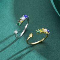 Elegant Round Heart Shape Sterling Silver Inlay Crystal Zircon Rhodium Plated Women's Rings Bracelets main image 5
