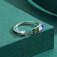 Elegant Round Heart Shape Sterling Silver Inlay Crystal Zircon Rhodium Plated Women's Rings Bracelets main image 3