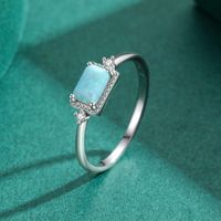 Elegant Rectangle Sterling Silver Inlay Opal Zircon Rhodium Plated Women's Rings Earrings main image 3