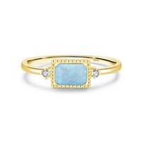 Elegant Rectangle Sterling Silver Inlay Opal Zircon Rhodium Plated Women's Rings Earrings sku image 10