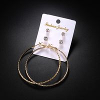 Wholesale Jewelry 3 Pairs Exaggerated Circle Alloy Zircon Earrings main image 1
