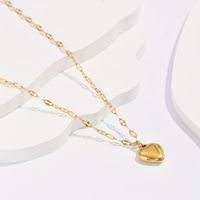 304 Stainless Steel 14K Gold Plated Simple Style Plating Heart Shape Necklace main image 5