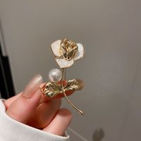 Fashion Oval Flower Butterfly Copper Inlay Rhinestones Pearl Women's Brooches sku image 90