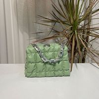 Mujeres Pequeña El Verano Cuero Sintético Color Sólido Lingge Pliegues Lindo Cuadrado Cremallera Bolsa De Cadena sku image 3