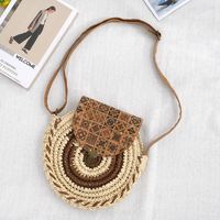 Women's Medium Summer Straw Vintage Style Straw Bag sku image 2