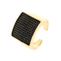 Shiny Square Copper Inlay Zircon Gold Plated Wide Band Ring Open Ring main image 7