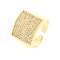 Shiny Square Copper Inlay Zircon Gold Plated Wide Band Ring Open Ring sku image 1