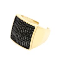 Shiny Square Copper Inlay Zircon Gold Plated Wide Band Ring Open Ring main image 5