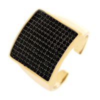 Shiny Square Copper Inlay Zircon Gold Plated Wide Band Ring Open Ring main image 4