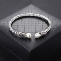 Vintage Style Geometric Alloy Inlay Artificial Pearls Men's Bangle sku image 1
