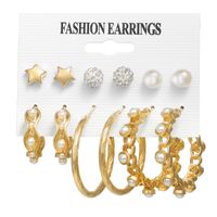Fashion Star Butterfly Twist Imitation Pearl Alloy Rhinestone Women's Earrings 1 Set sku image 29