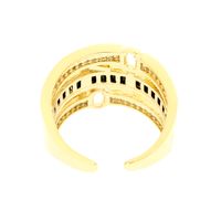 Wholesale IG Style Hip-Hop Commute Belt Copper Hollow Out Inlay 18K Gold Plated Zircon Open Rings main image 9