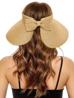 Women's Beach Solid Color Big Eaves Straw Hat sku image 2
