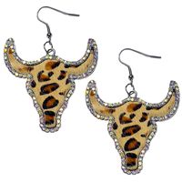 Wholesale Jewelry 1 Pair Ethnic Style Cattle Leopard Pu Leather Alloy Rhinestone Drop Earrings main image 3