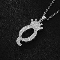 Wholesale Retro Letter Crown Stainless Steel Copper Zircon Pendant Necklace sku image 17