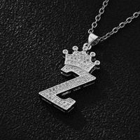 Wholesale Retro Letter Crown Stainless Steel Copper Zircon Pendant Necklace sku image 26