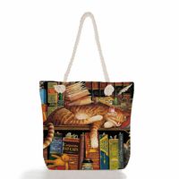 Women's Classic Style Cat Canvas Shopping Bags sku image 4