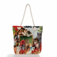 Women's Classic Style Cat Canvas Shopping Bags sku image 1