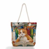 Women's Classic Style Cat Canvas Shopping Bags sku image 2