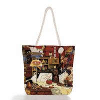 Women's Classic Style Cat Canvas Shopping Bags sku image 6
