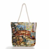 Women's Classic Style Cat Canvas Shopping Bags sku image 12