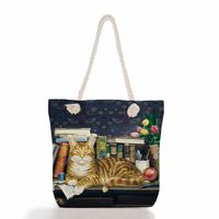 Women's Classic Style Cat Canvas Shopping Bags sku image 21