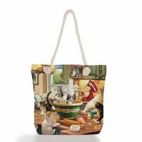 Women's Classic Style Cat Canvas Shopping Bags sku image 23