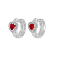 1 Pair Retro Heart Shape Copper Inlay Zircon Earrings main image 5