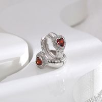 1 Pair Retro Heart Shape Copper Inlay Zircon Earrings sku image 2