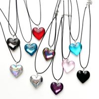 Retro Heart Shape Pu Leather Glass Women's Pendant Necklace main image 1